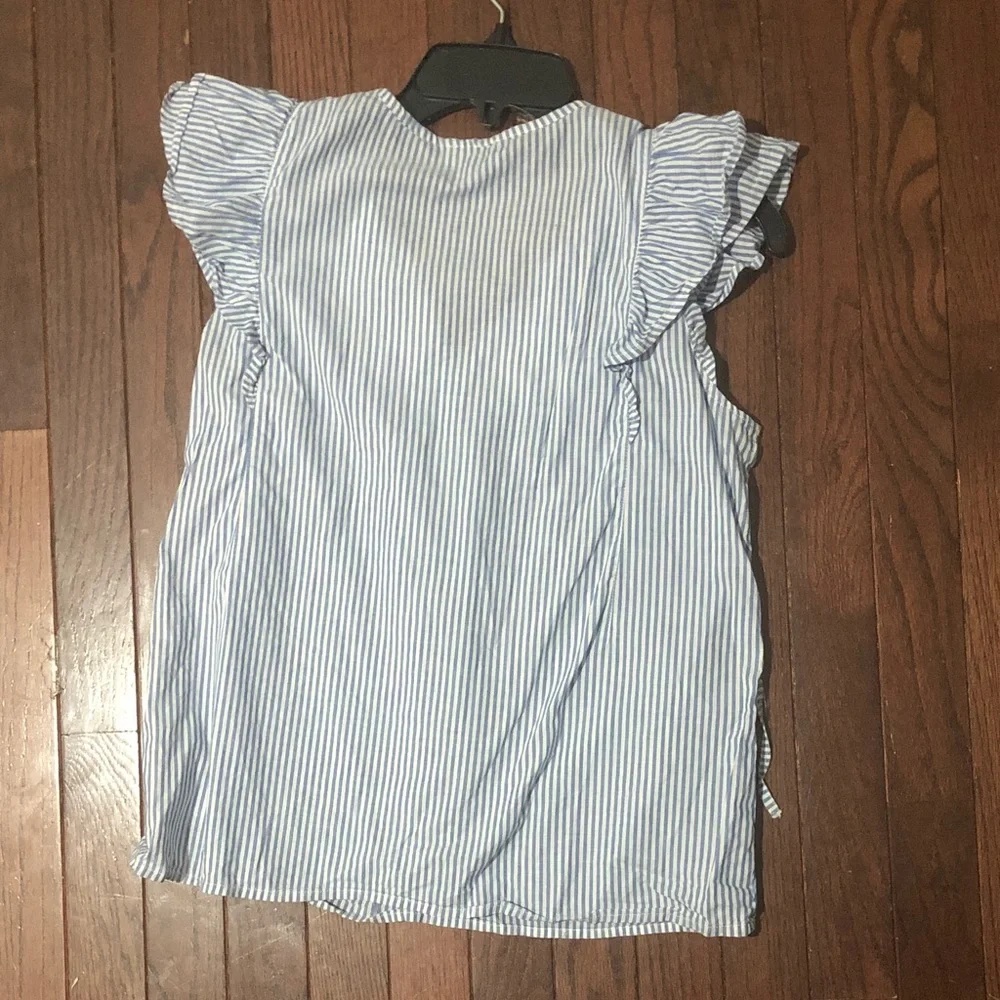 J. Crew Blue and White Striped Sleeveless Top
